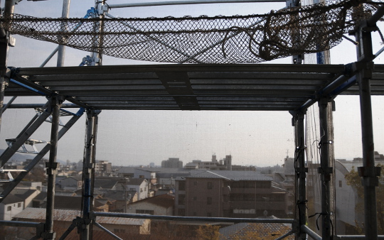 view through scaffolding