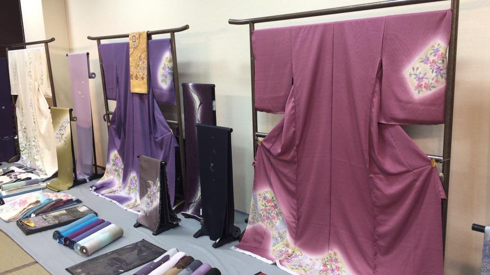 Kimono and obi on display