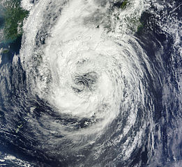 satellite image of a typhoon 