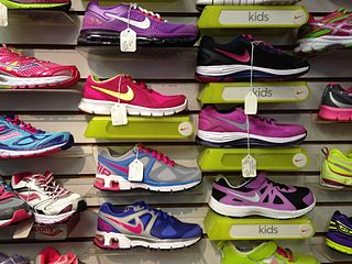 running shoes on display in a shop