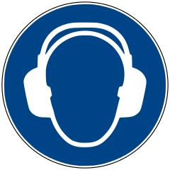 Mandatory action sign: Use hearing protection