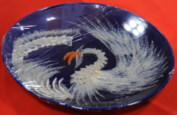 A phoenix made of fugu sashimi.