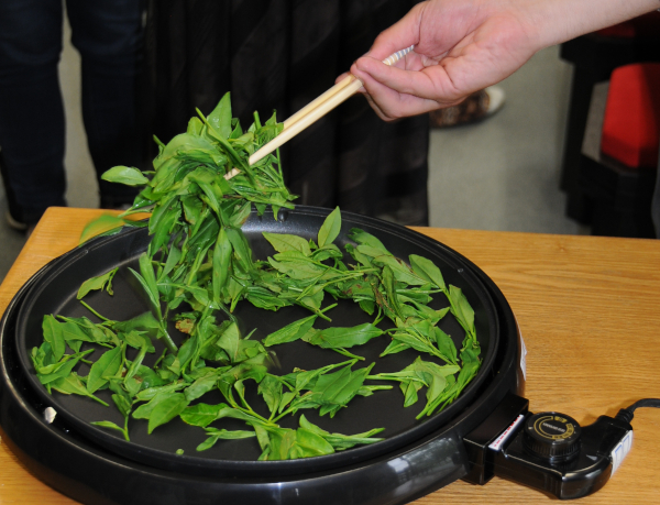Making green tea - roasting the leaves