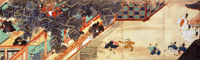 Painted Scroll showing the founding of Kitano Tenmangu in Kyoto.